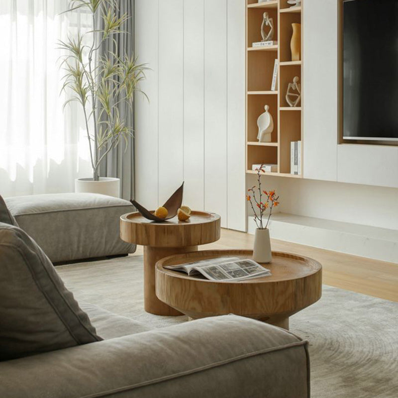 Japanese Round Wood Coffee Table