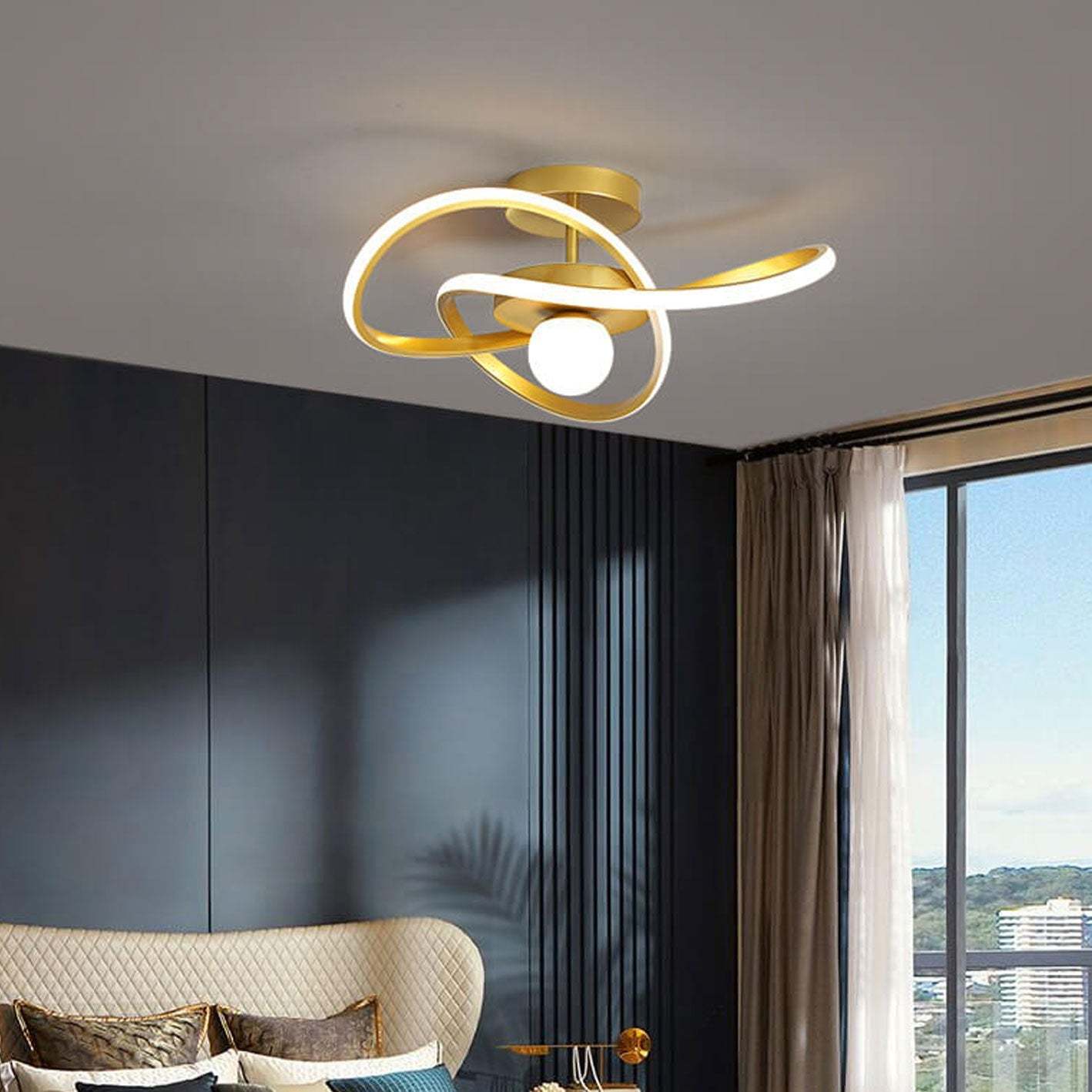 Nordic Modern Streamer Surround LED Semi-Flush Mount Light