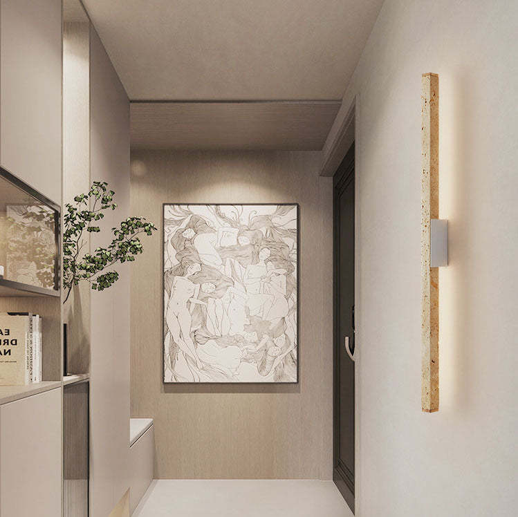 Japanese Wabi-Sabi Yellow Travertine Long Wall
