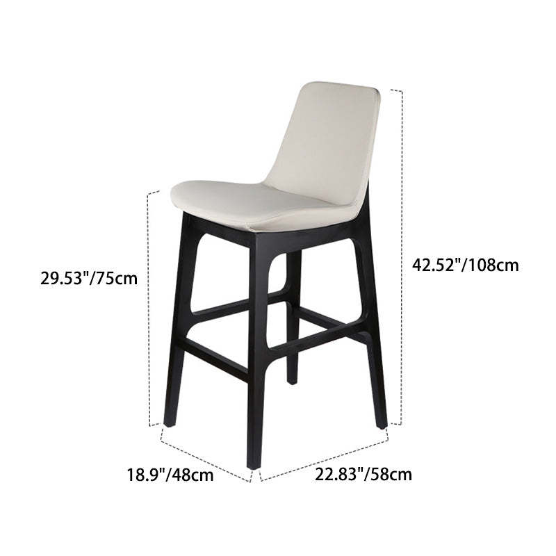 Nordic Microfiber Leather Wood Bar Stool