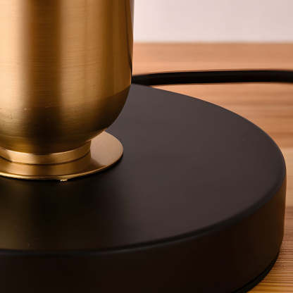 Vintage White/Black and Mid-Century Modern Brass Table Lamp-Lighom