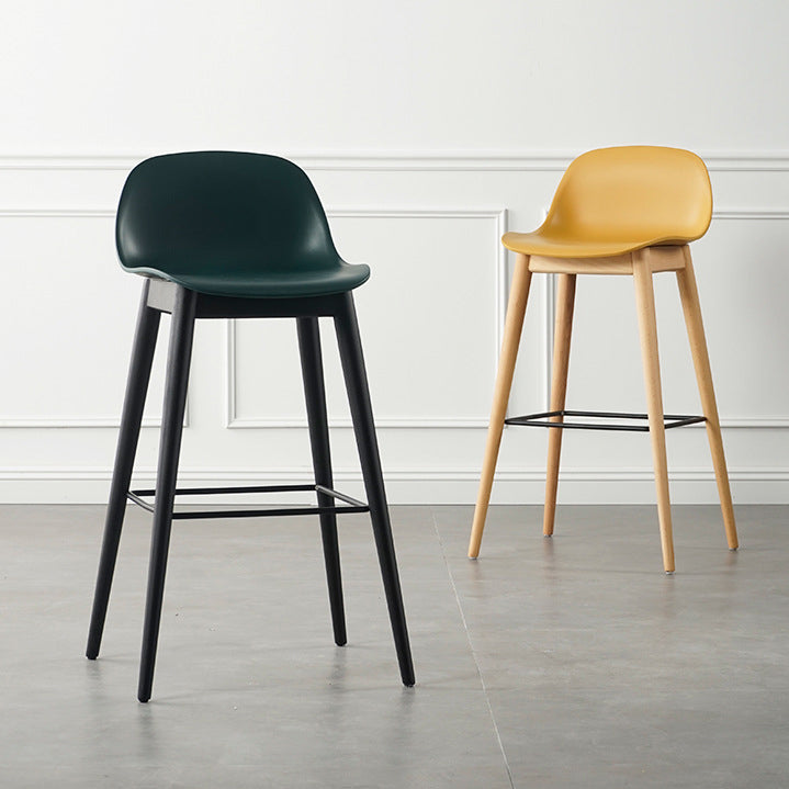 Contemporary Plastic Wood Low-Back Bar Stool