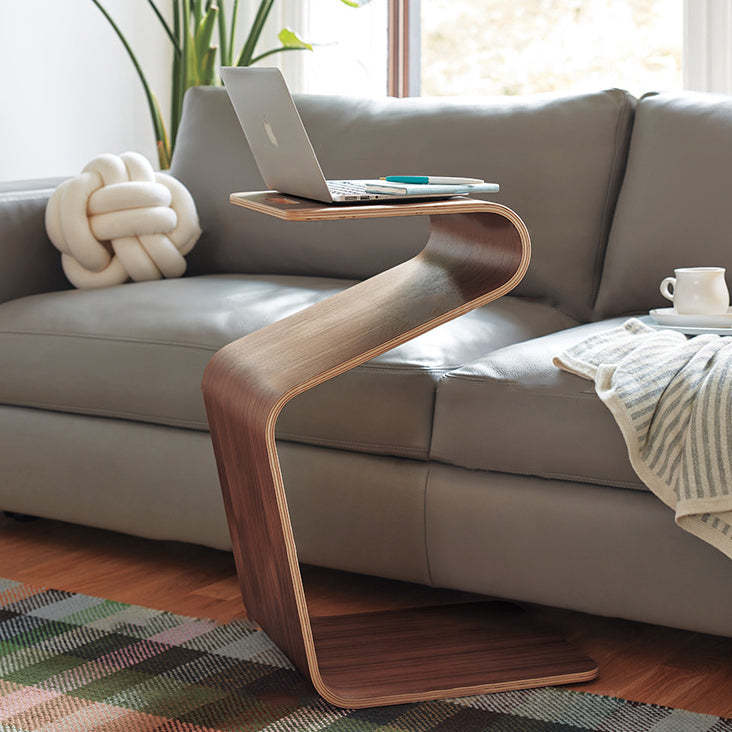 Scandinavian N-Shape Wood End Table — Walnut Color