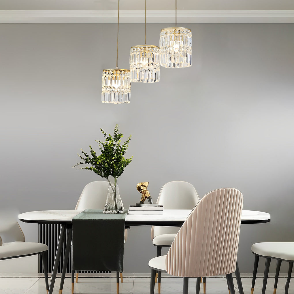 Cylindrical Crystal Shade 3-Step Dimming Nordic Pendant