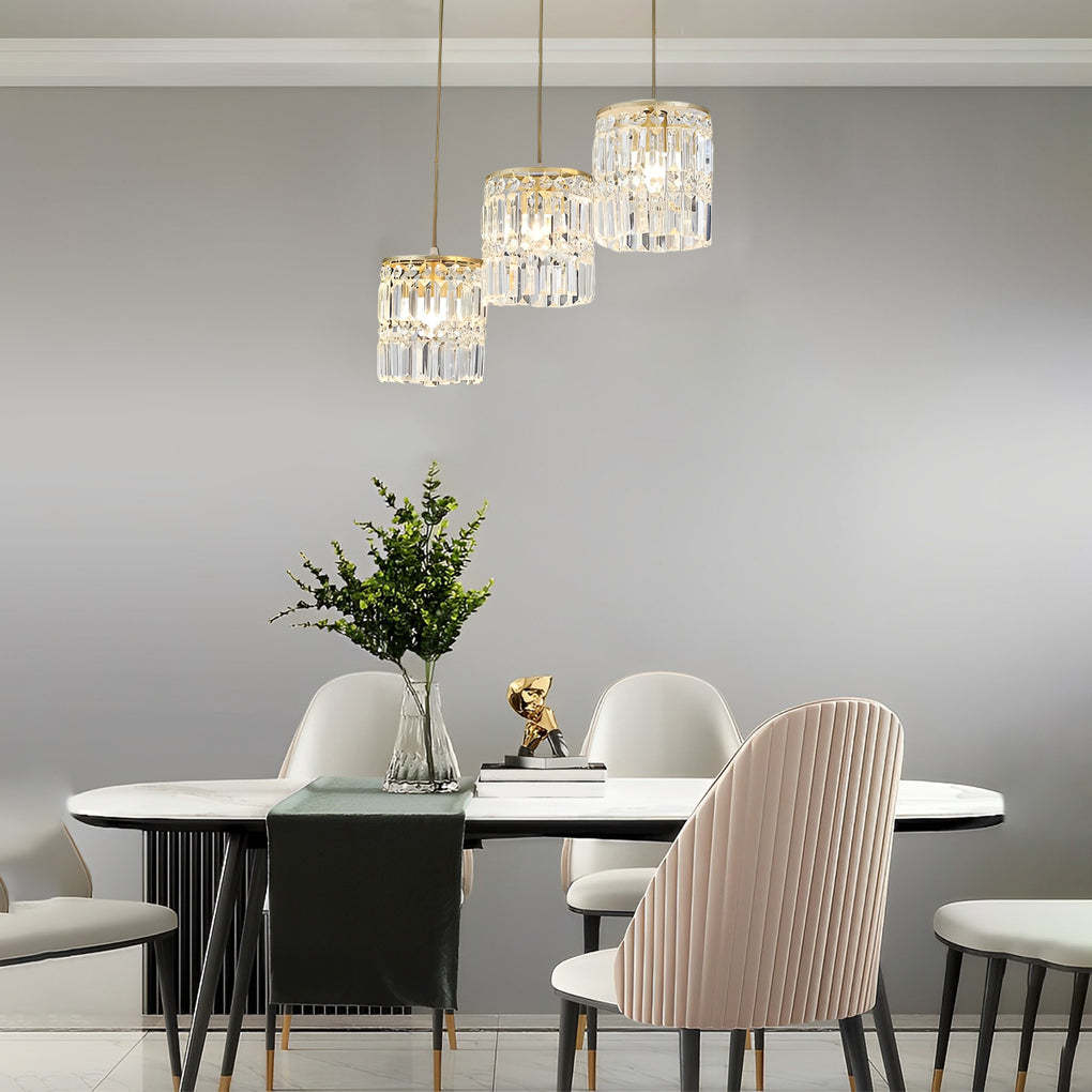 Cylindrical Crystal Shade 3-Step Dimming Nordic Pendant