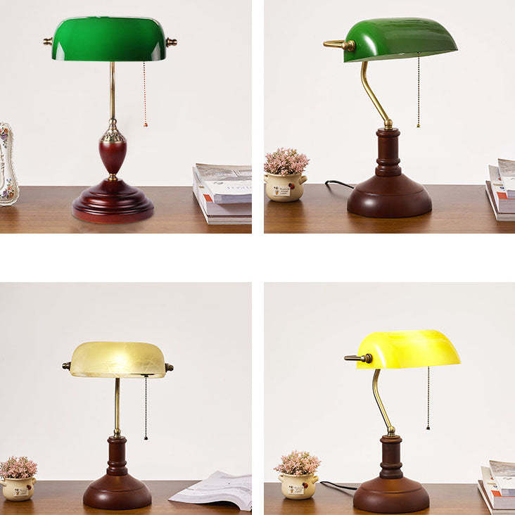 Vintage Solid Wood Glass Bank Zipper Lamp