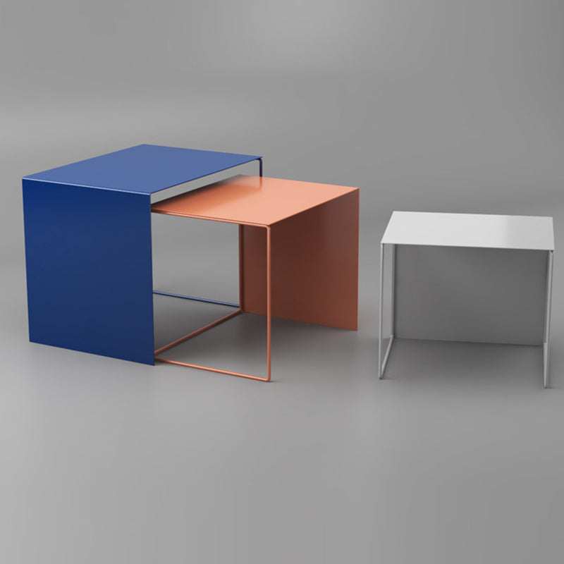 Minimalist Square Iron Nesting Side Table — Black
