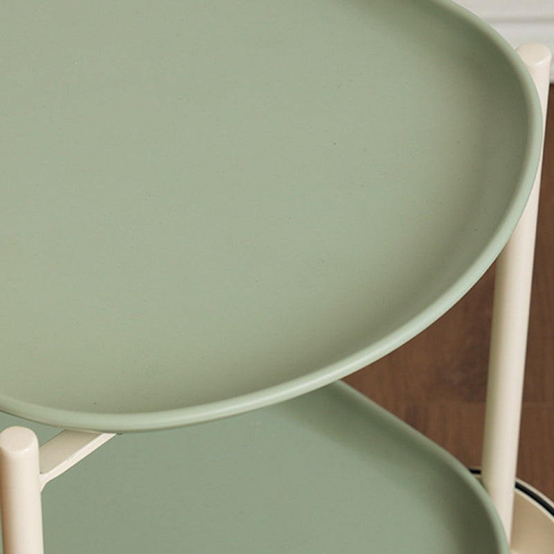 Contemporary Wood Metal Oval End Table 2-Tier