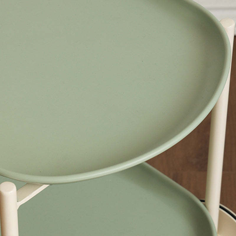 Contemporary Wood Metal Oval End Table 2-Tier