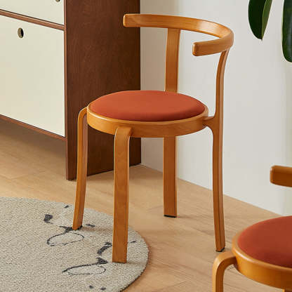 Chinese Wood Flannel Dining Chair