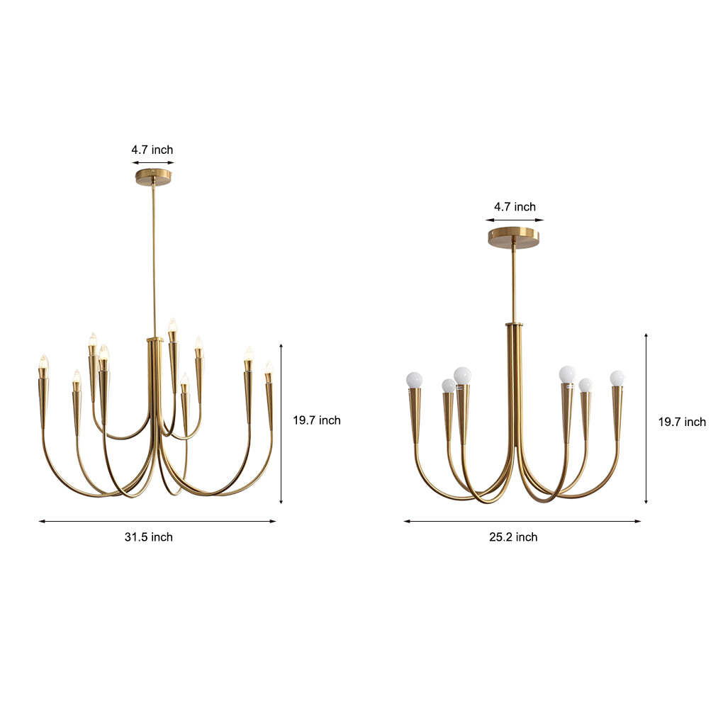 6/9-Light Retro Candle Dimmable LED French Chandelier