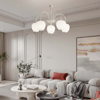 Tulips Flowers Three Step Dimming LED Milky White Modern Chandelier-Lighom