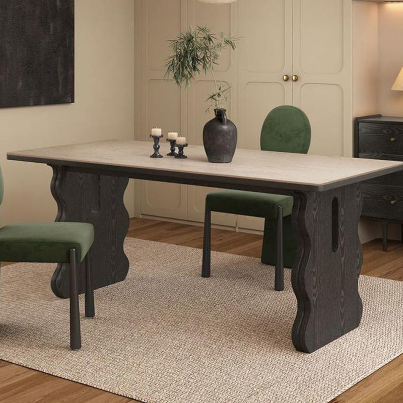 Retro Wave Wood Slate Dining Table