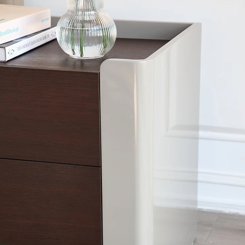 Contemporary Engineered Wood Wood Grain 2-Drawer Side Table