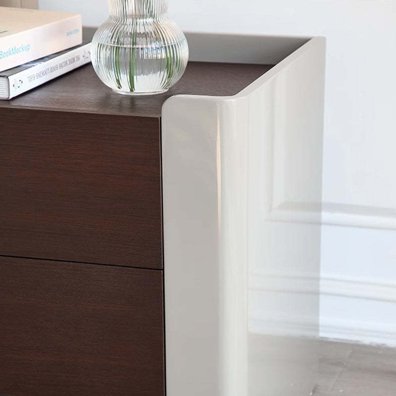 Contemporary Engineered Wood Wood Grain 2-Drawer Side Table