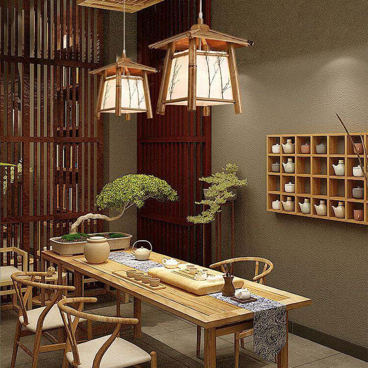 Japanese Rustic Bamboo Woven Pendant Light