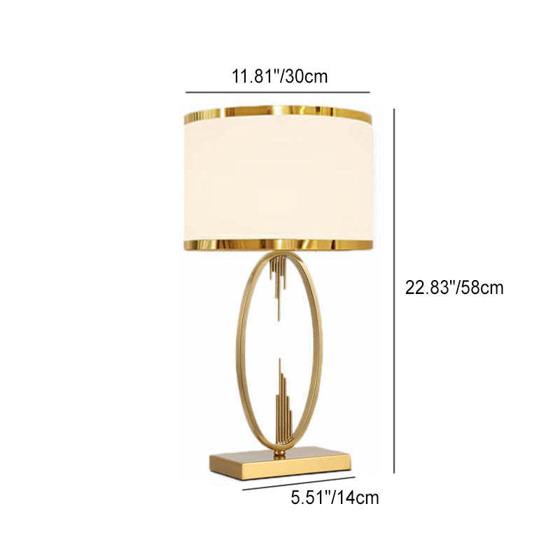 Mid-Century Square Metal Fabric Table Lamp