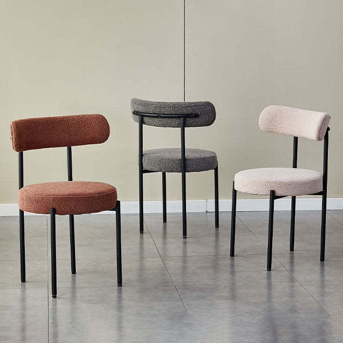 Nordic Round Fabric Metal Dining Chair — White