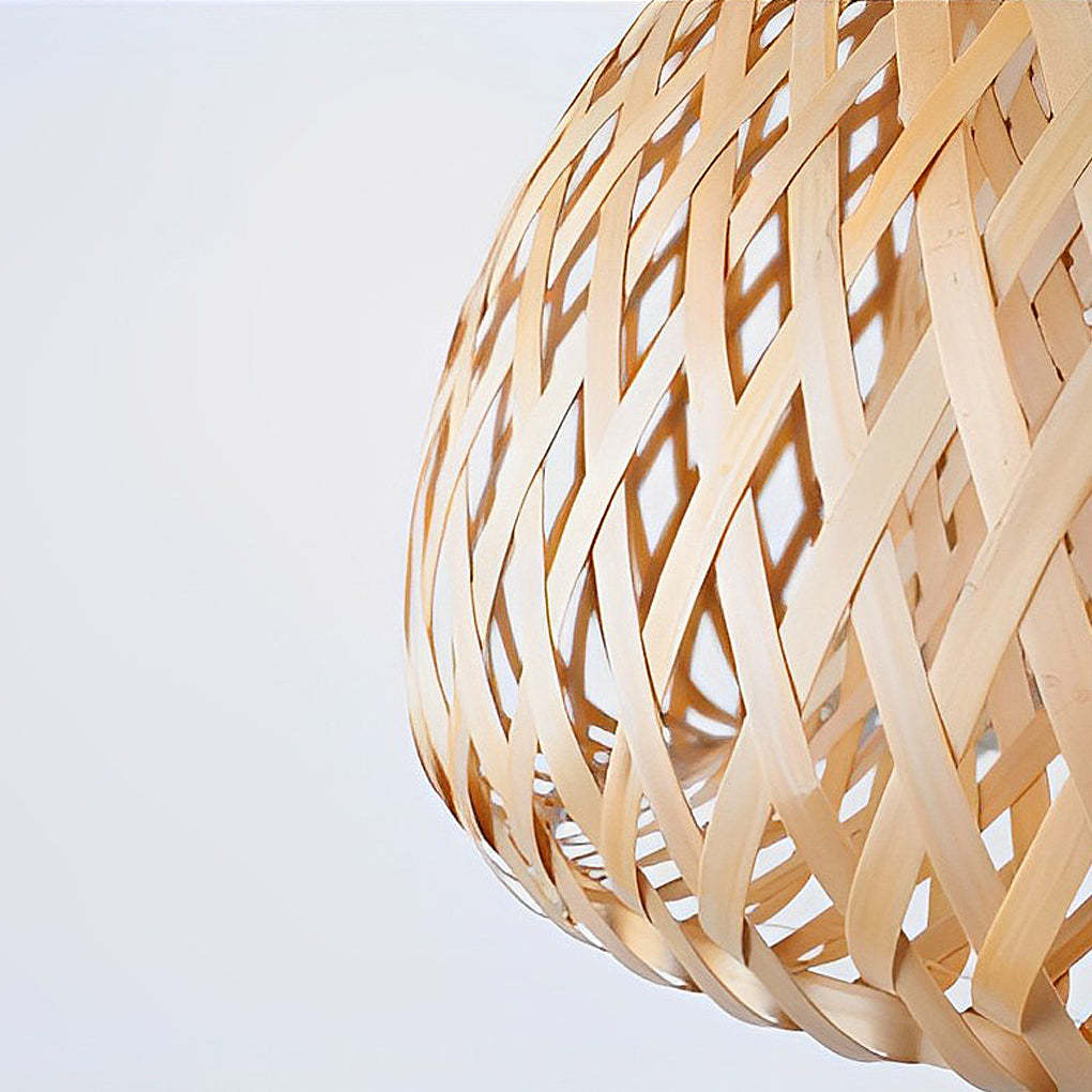 Hand-Woven Bamboo Lantern Dimmable LED Chandelier