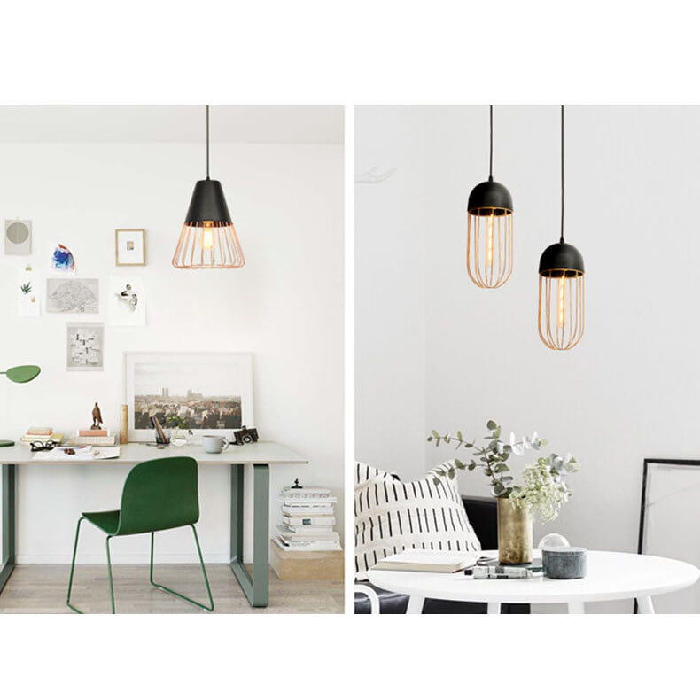 Nordic Iron Geometric Cage Pendant Light