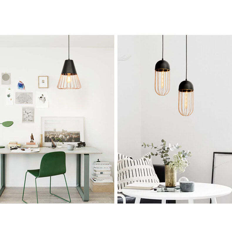 Nordic Iron Geometric Cage Pendant Light