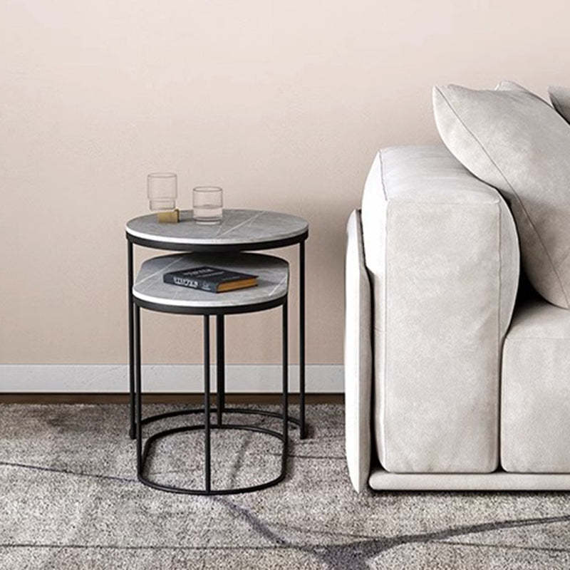 Luxury Oval Sintered Stone Nesting End Table