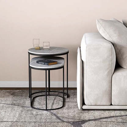 Luxury Oval Sintered Stone Nesting End Table