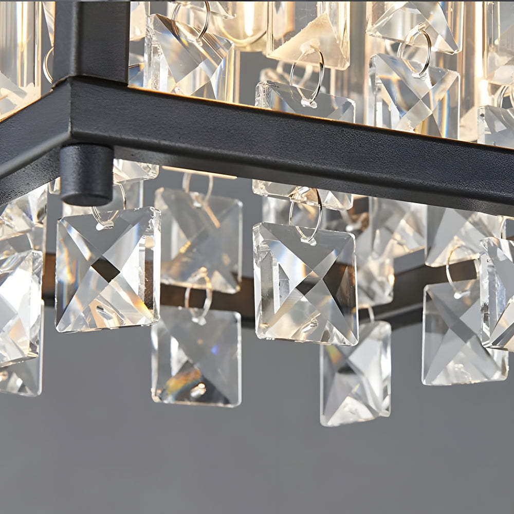 Round Iron Frame Crystal Modern Chandelier
