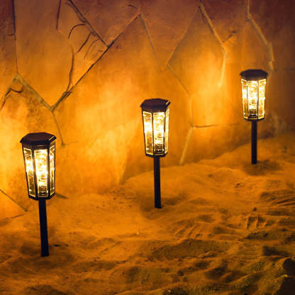 2Pcs Hexagonal Waterproof LED Motion Sensor Outdoor Solar Lawn Lights-Lighom