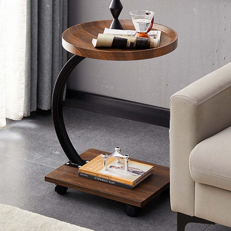 Transitional Wood Iron 2-Tier Coffee Table