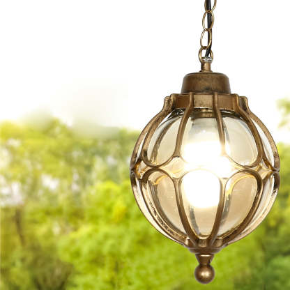 Glass Ball Aluminum Waterproof American Style Outdoor Chandelier Light-Lighom
