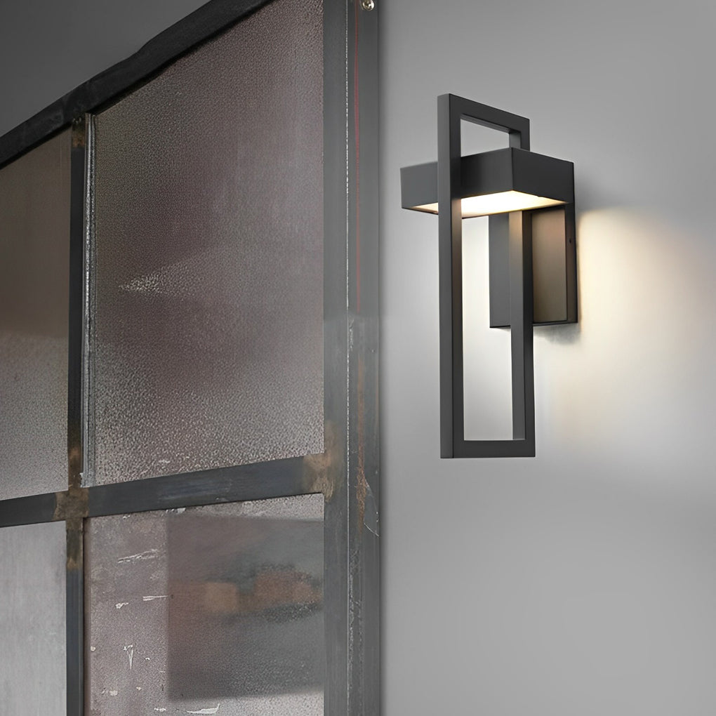 Rectangular Minimalist LED Waterproof Black Modern Outdoor Wall Lamp-Lighom