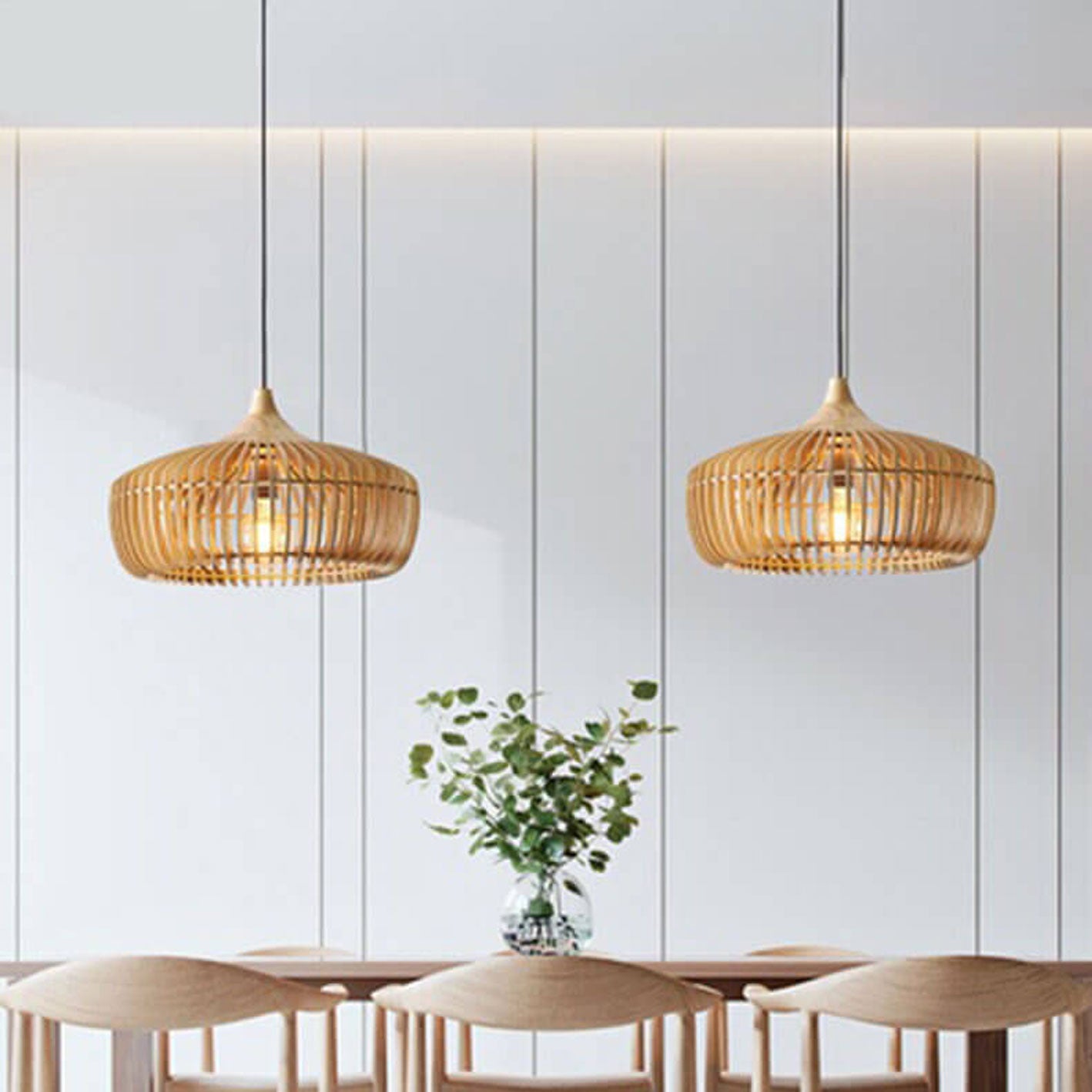 Nordic Vintage Wooden Round Dome Pendant