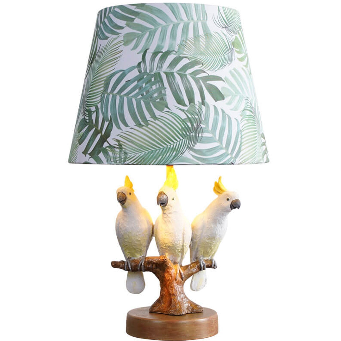 Nordic Leaf Fabric Resin Bird Table Lamp