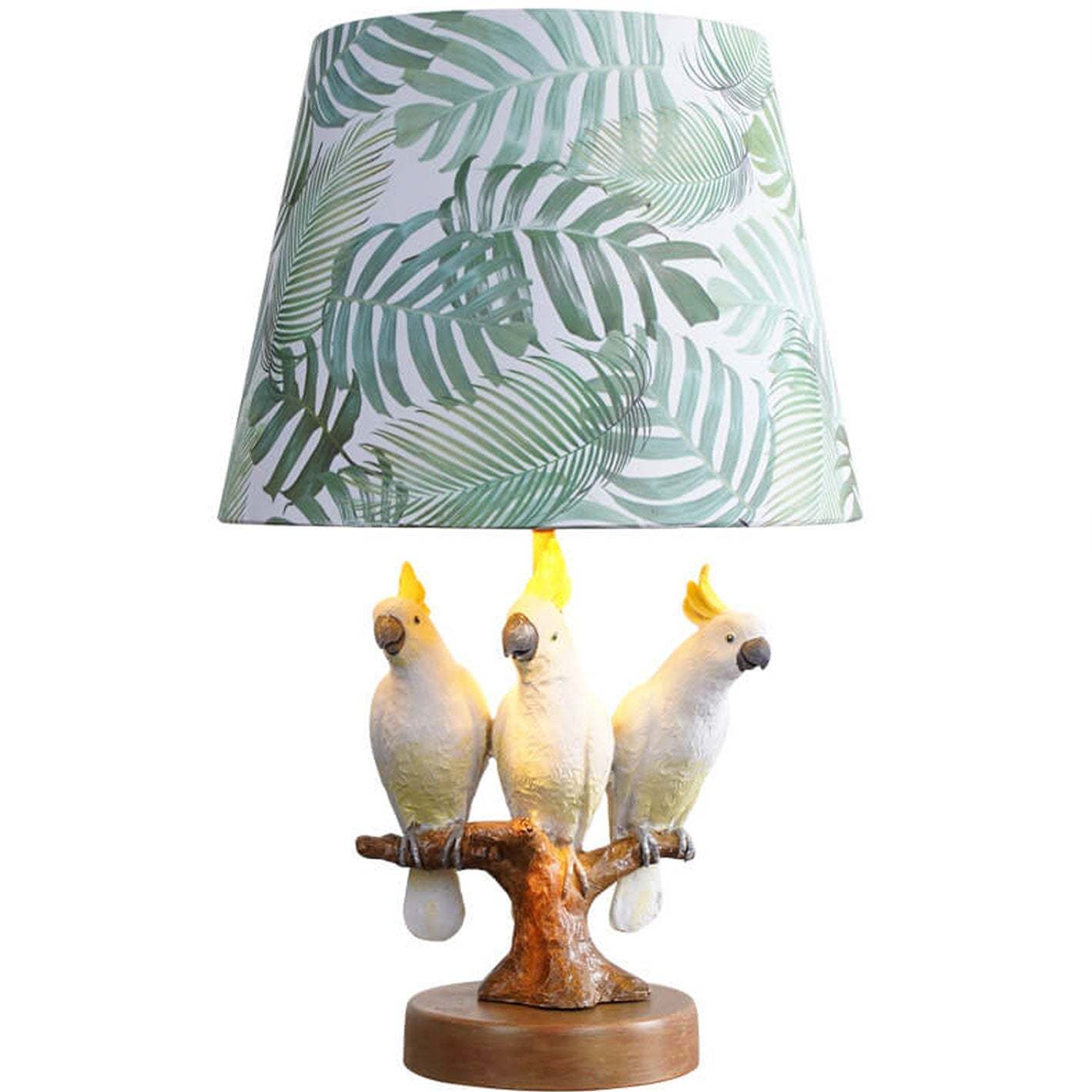 Nordic Leaf Fabric Resin Bird Table Lamp