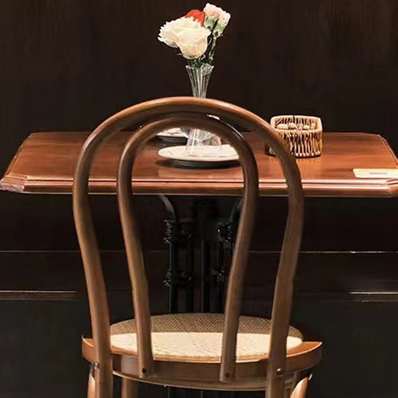 Vintage Curved Wood Wicker Dining Chair