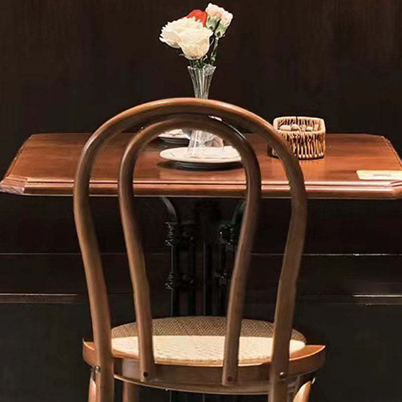 Vintage Curved Wood Wicker Dining Chair