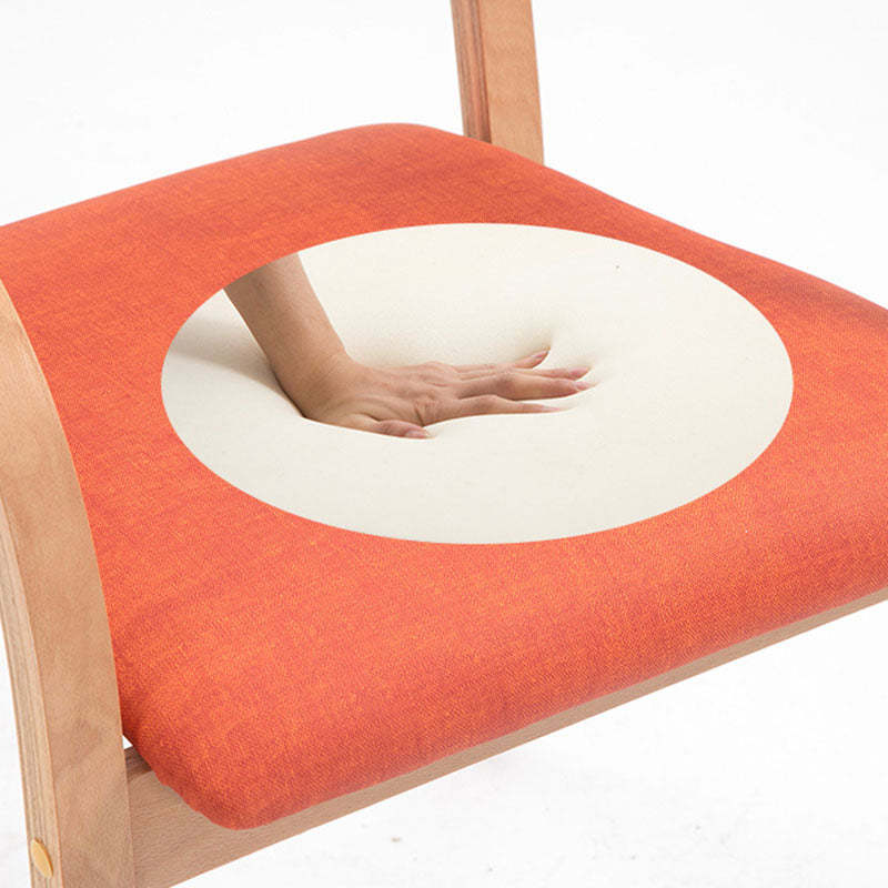 Modern Fabric Wood Curved Dining Chair