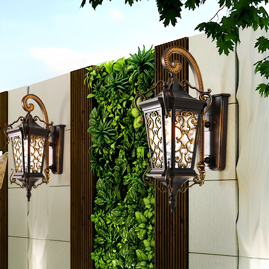 Retro Pattern Outdoor Waterproof European Exterior Wall Lamp