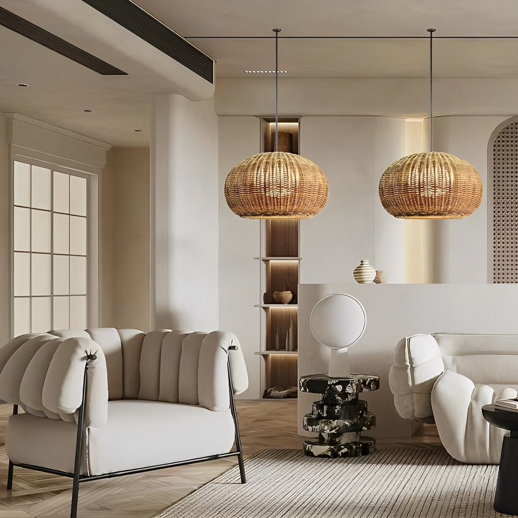 Lantern Shaped Waterproof Rattan Modern Outdoor Wall Lamp Chandelier-Lighom