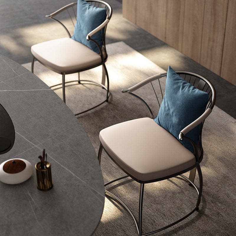 Contemporary Curved Steel Leather Chair