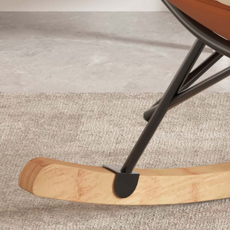 Contemporary Fabric Upholstered Rocking Chair — With Footrest / White