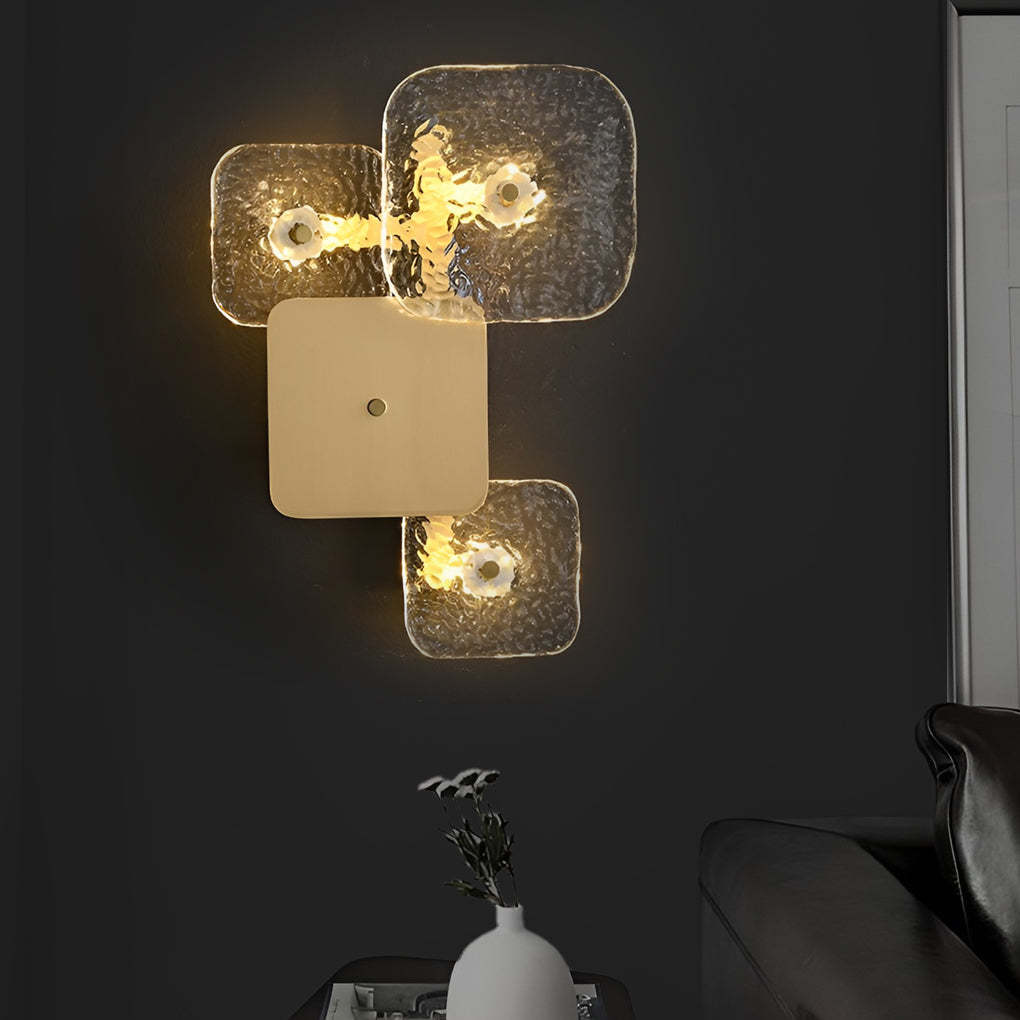 Creative Rounded Square Glass Copper LED Modern Wall Sconce Lighting-Lighom
