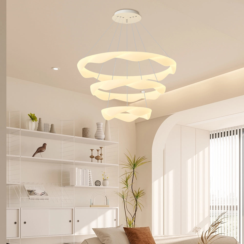 Cream Style Designer Ring Dimmable Modern Chandelier