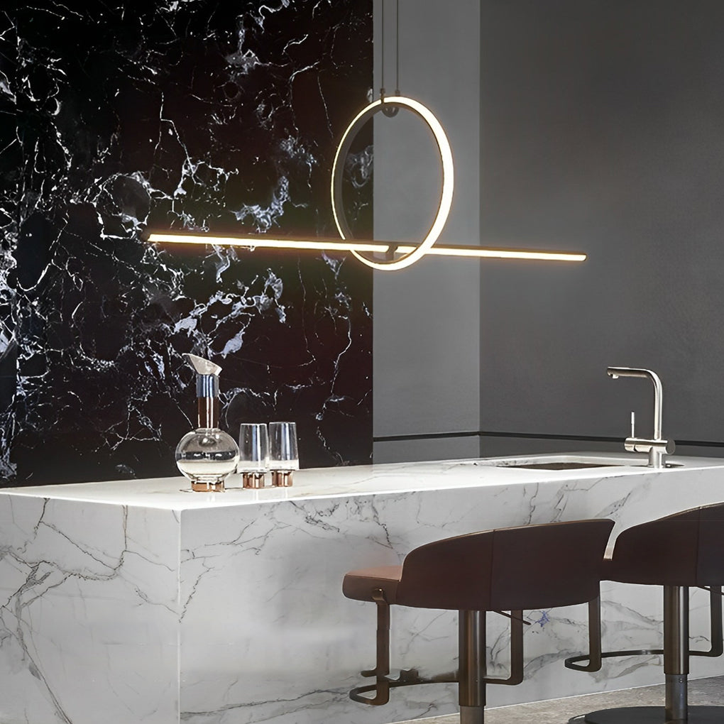 Long Strip Ring Dimmable Minimalist LED Chandelier