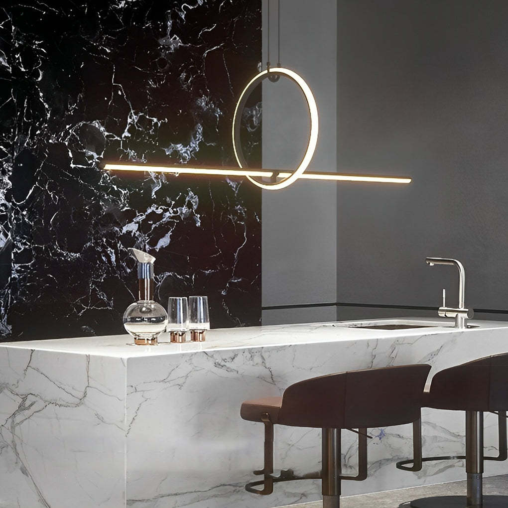 Long Strip Ring Dimmable Minimalist LED Chandelier