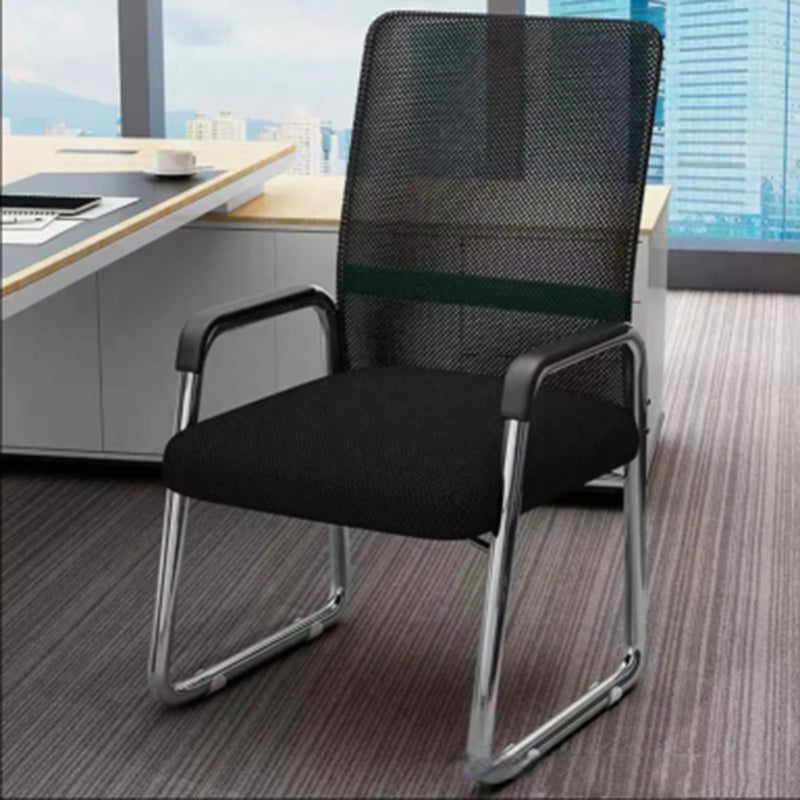 Modern Mesh Leather Square Desk Chair — Latex / White - Fabric