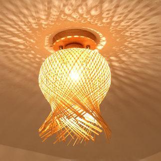 Minimalist Bamboo Weaving Flush Mount Light