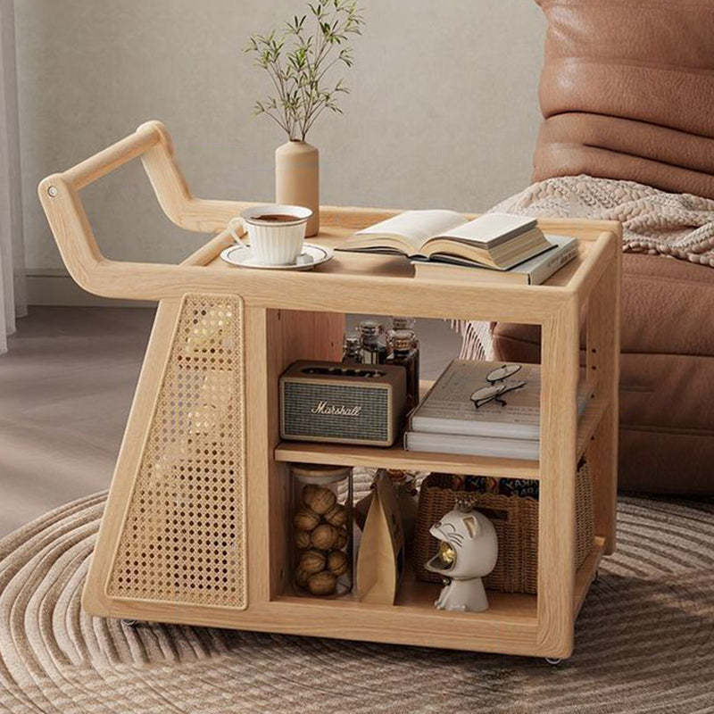 Retro Solid Wood 3-Tier Movable End Table