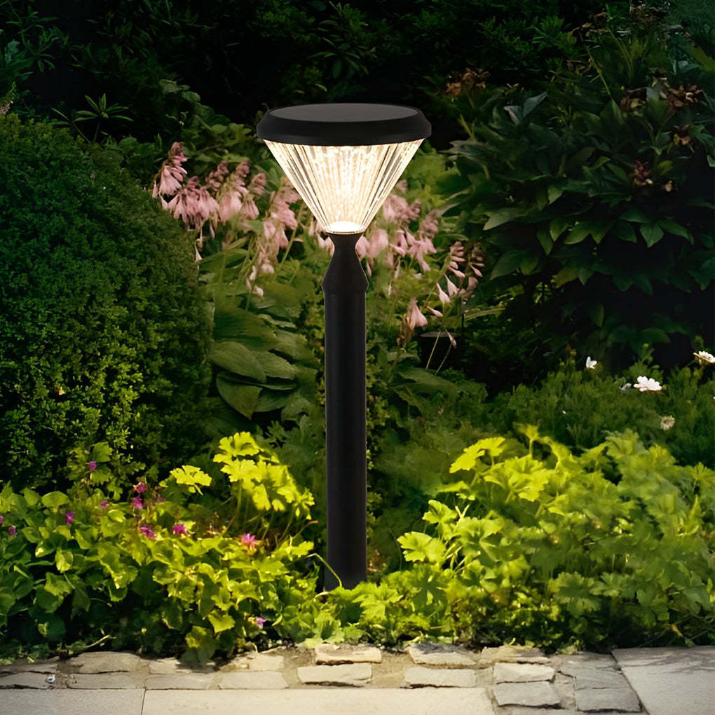 Round Waterproof Light Control LED Black Modern Solar Outdoor Lights-Lighom
